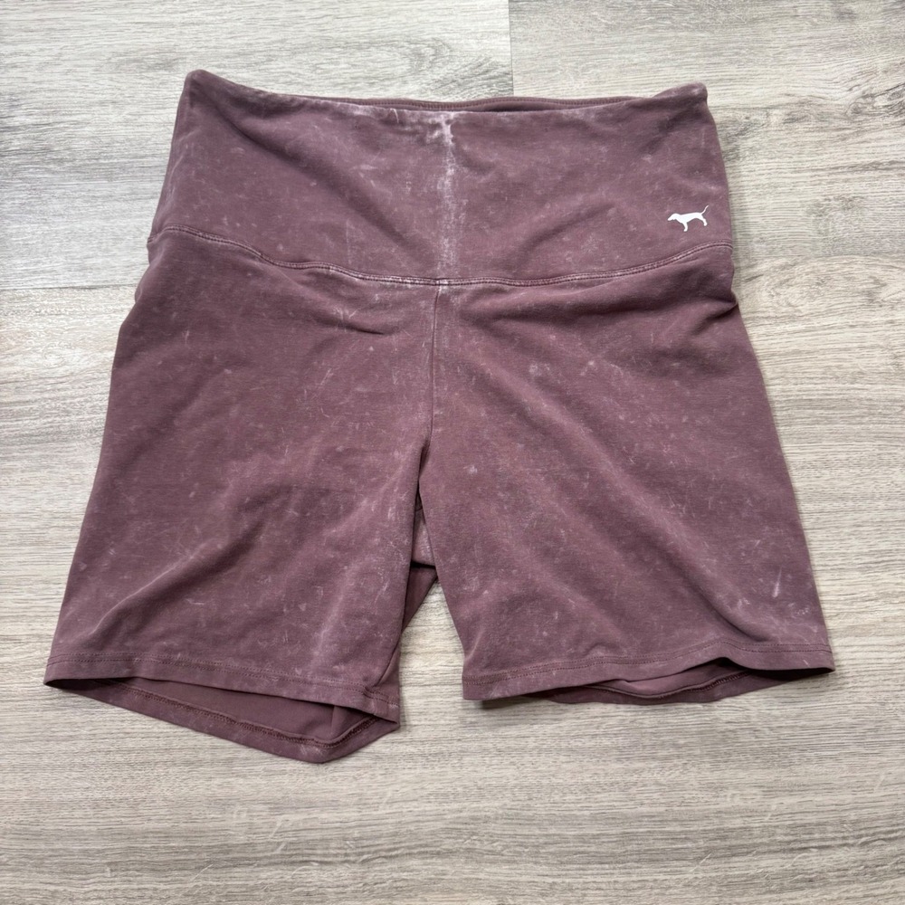 Pink Victoria's Secret Yoga Biker Shorts Mauve Acid Wash High Waisted Medium